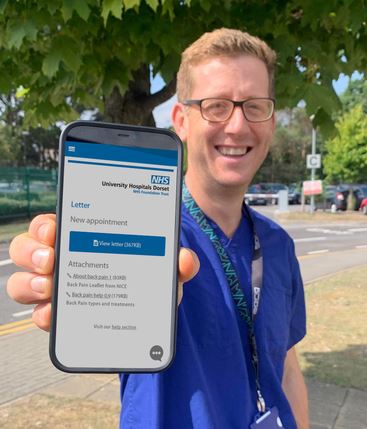 dr jonathan marks with outpatient portal app