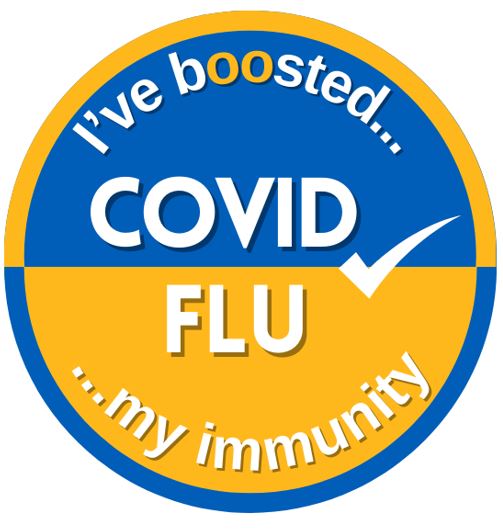 vax sticker covid and flu