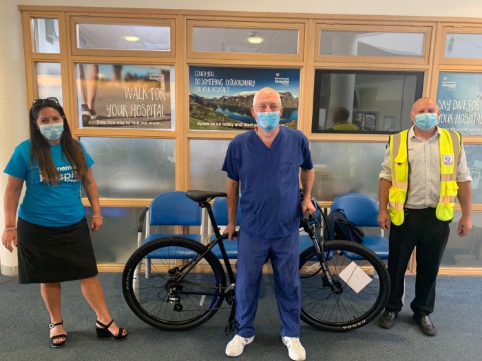 Neil Ross, HCA Theatres, was delighted to receive his new bike