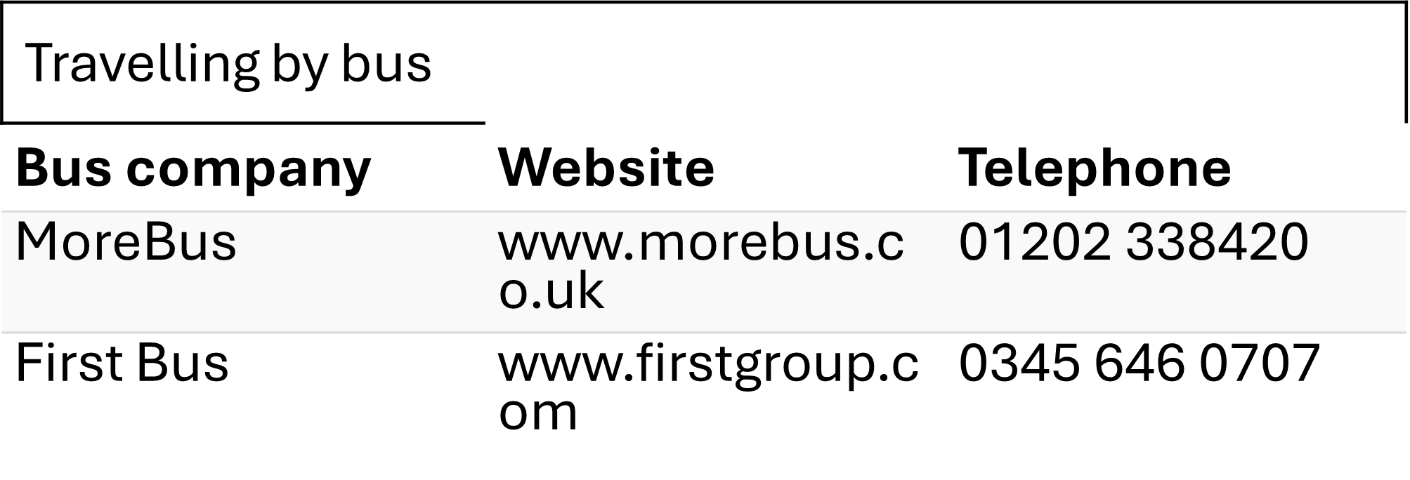 bus timetable