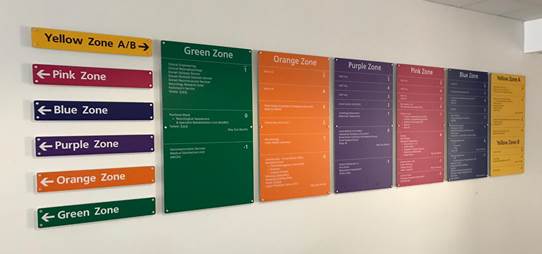 Image displaying the diffrent zones at poole hospital