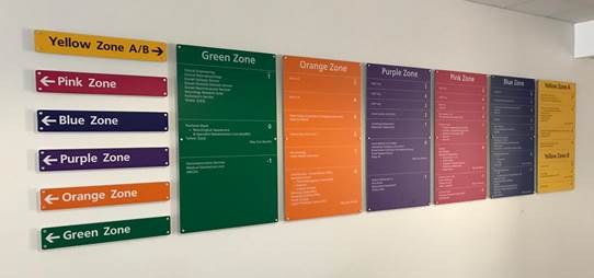 Image displaying the different zones at poole hospital