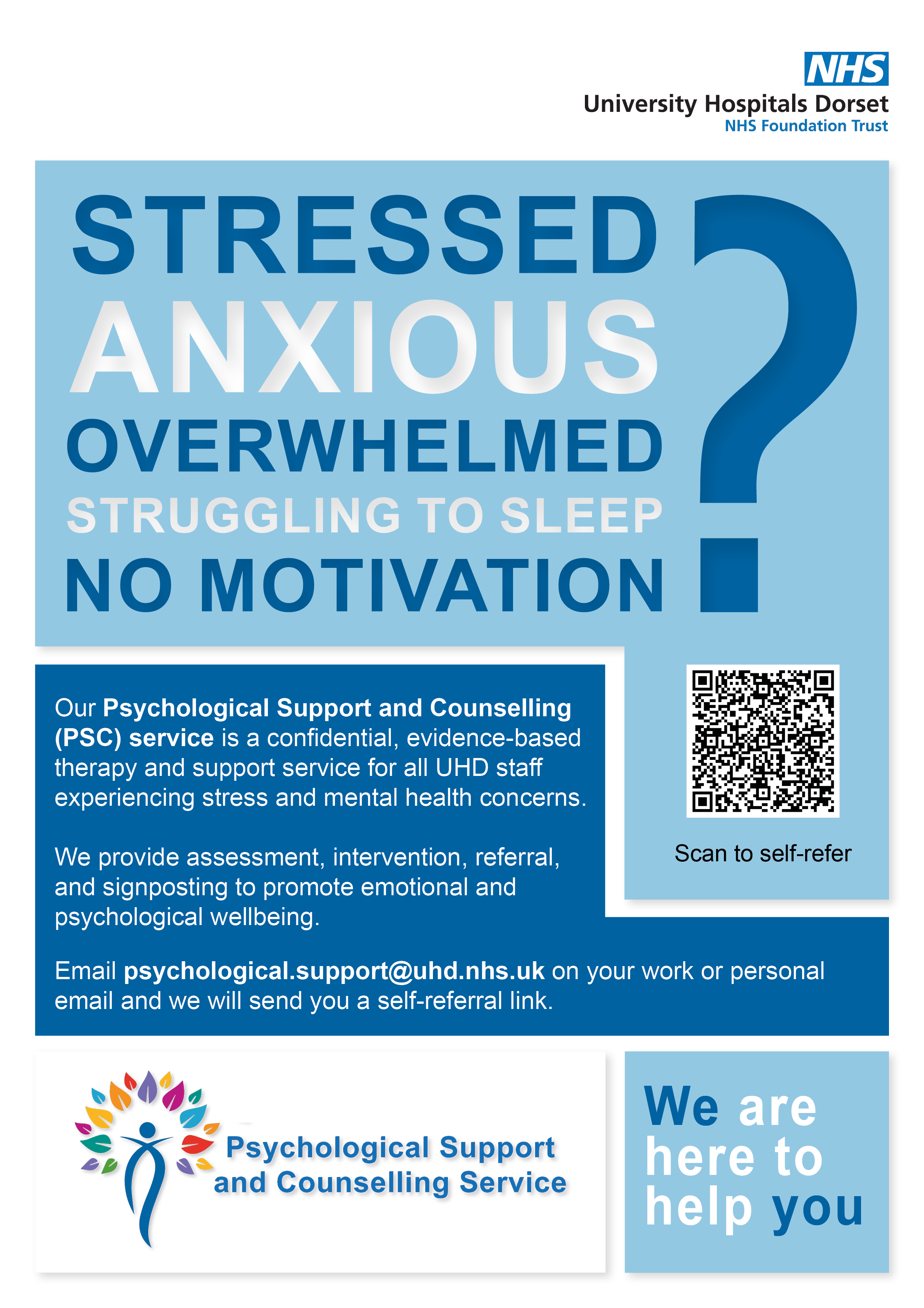 Psychological support and counselling poster